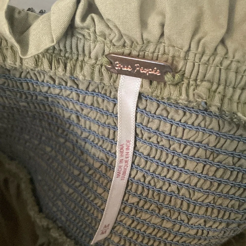 Free People Olive Green Maxi Dress with Blue Tie Straps - Picture 2 of 6